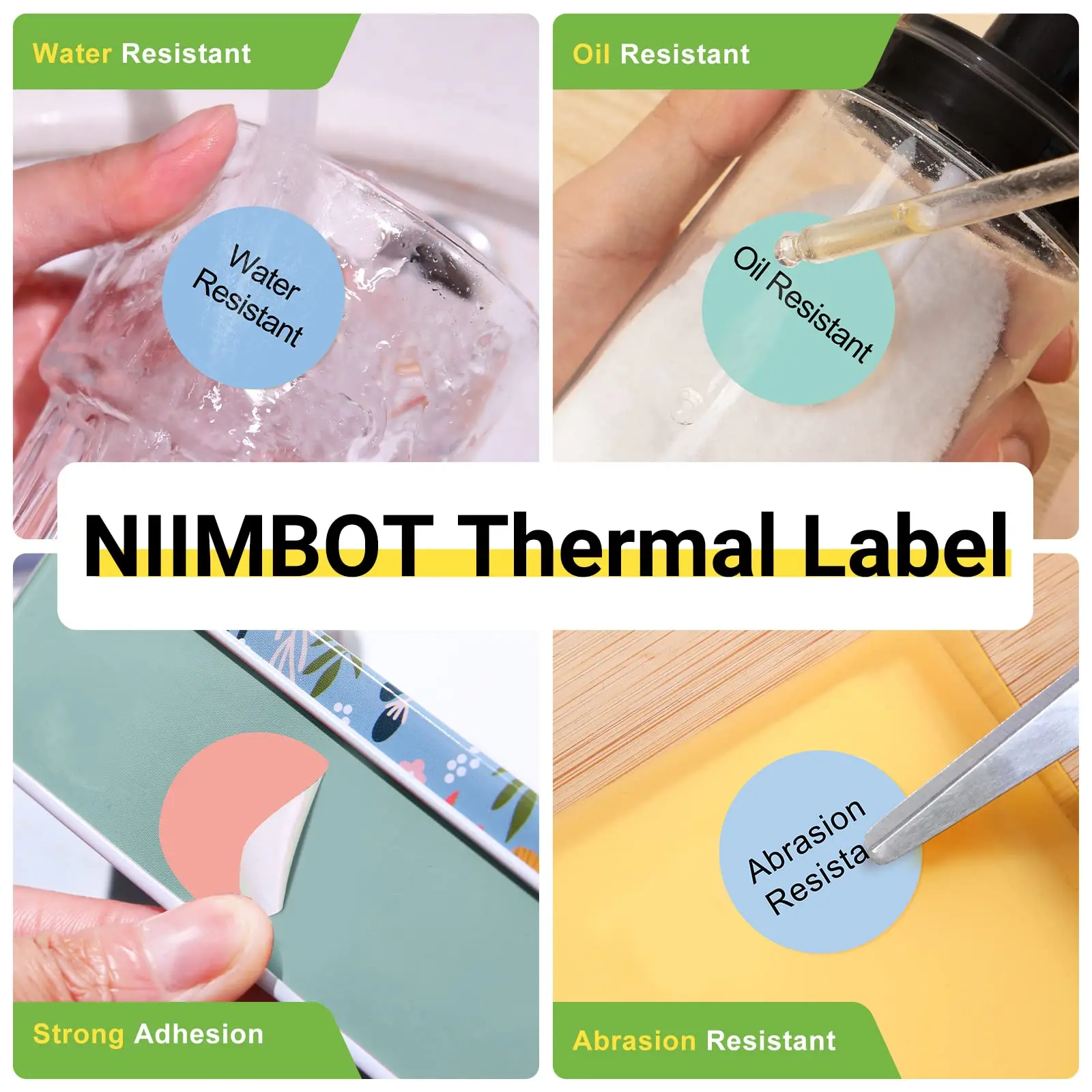 Niimbot-Juego de rollo de papel térmico para impresora, etiqueta adhesiva redonda de 41x41mm, resistente al agua, Bluetooth, B21 Niimbot para impresora, B1, B3S