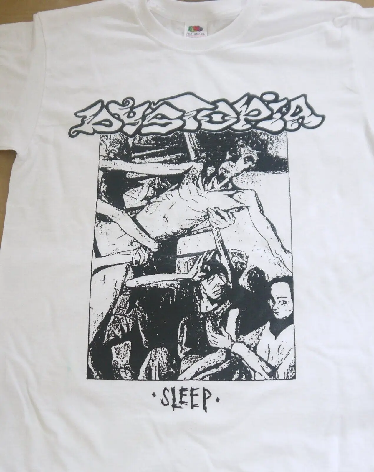 Retro Dystopia Band Shirt Sleep T White Te1889