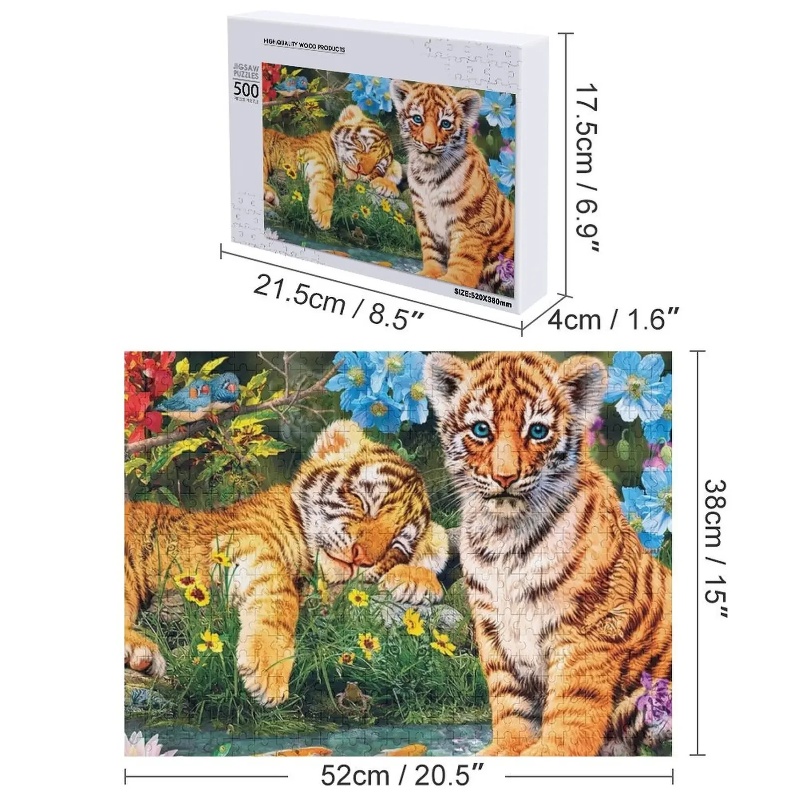 Tiger Cubs Watercolor Jigsaw Puzzle Personalized Baby Object Custom Child Puzzle