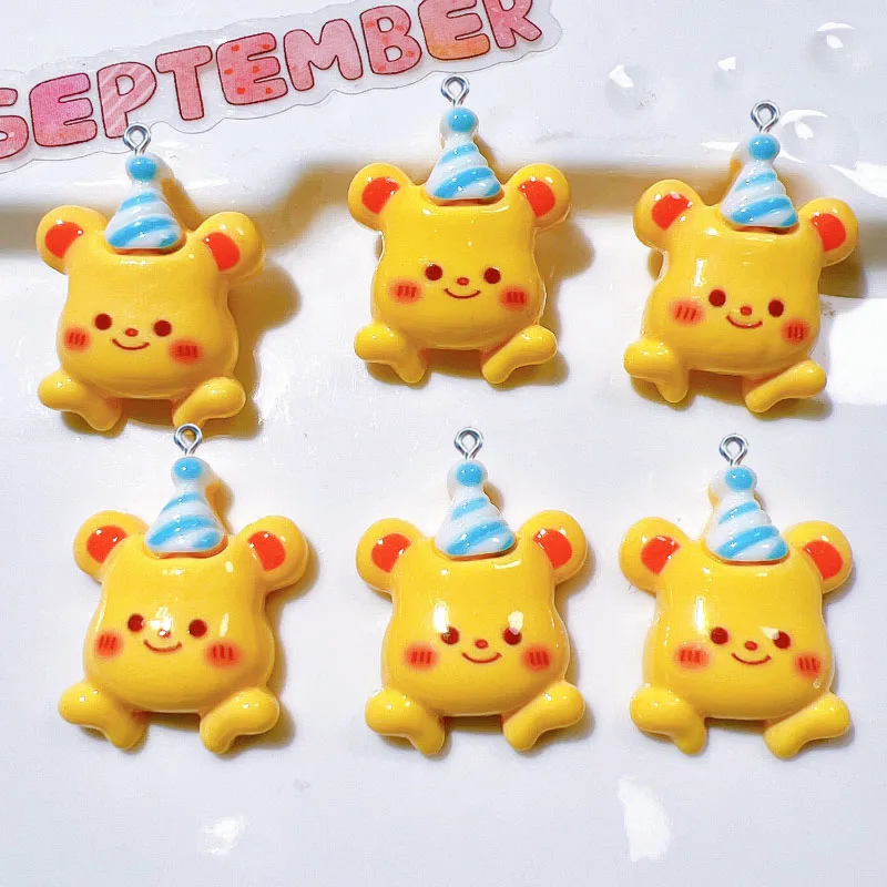 20Pcs Cartoon Bear Desserts Cute Toast Cake Resin Charms for Jewelry Making DIY Crafts Earrings Pendants Necklace Accessories image 2