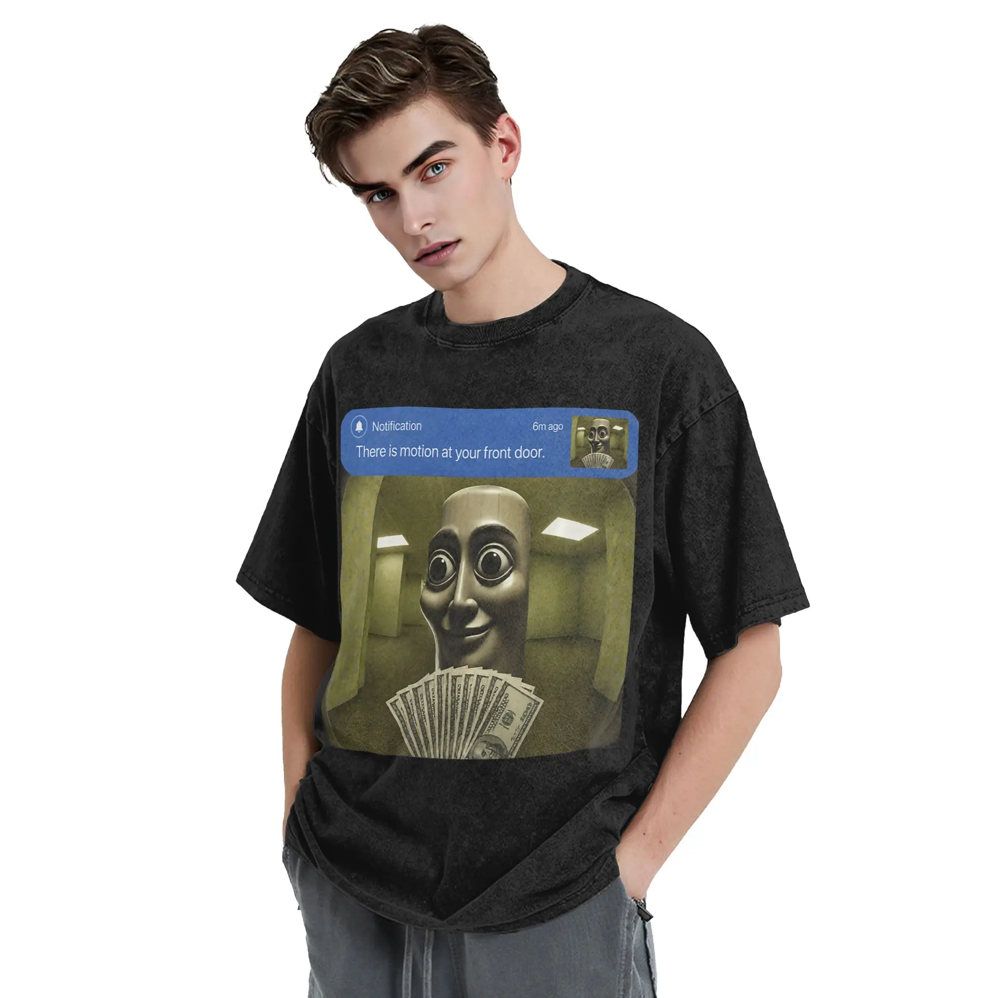 There Is Motion at Your Front Door Tung Tung Tung Sahur Washed T Shirts Streetwear Vintage T-Shirt Tees Men Women Cotton Summer