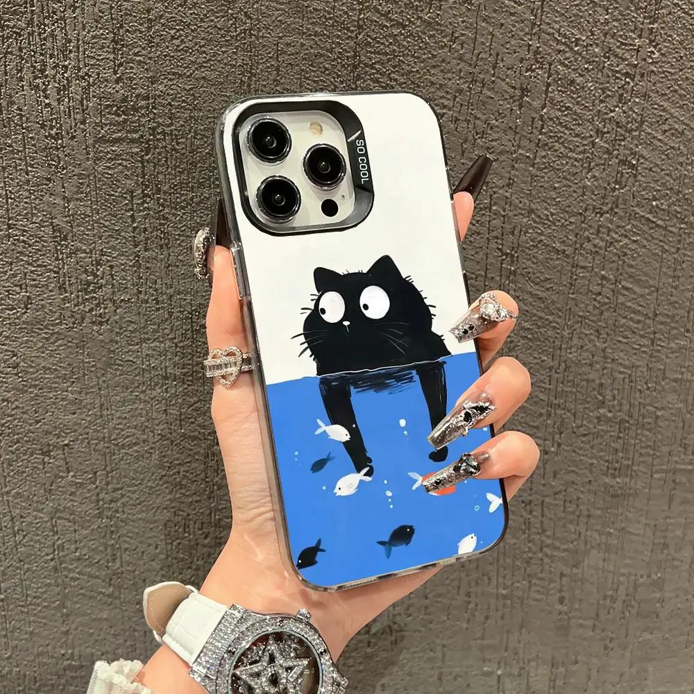 

Interesting cat fishing phone case suitable for iPhone 16 17 15 14 13 12 11 Pro/Max/Plus anti drop and shockproof back cover