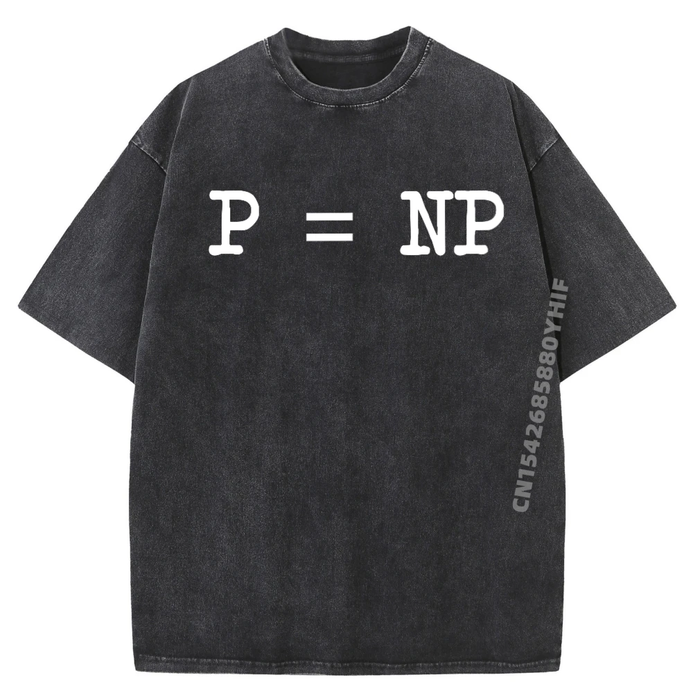 

P = Np Computational Theory Luxury T Shirt Men High Quality Tshirts Men Graphic Tees Minimalist Washed Clothes