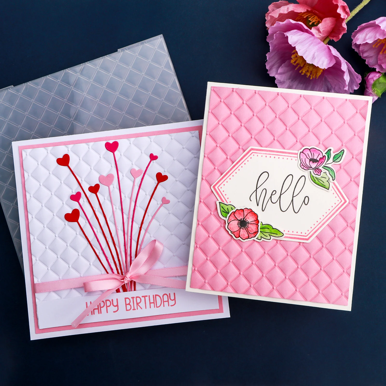 Diamantmuster, 3D-Punktmuster, 3D-Prägefolder für die Kartenherstellung und Scrapbooking – langlebiger Kunststoff, einfaches Prägen – perfekt