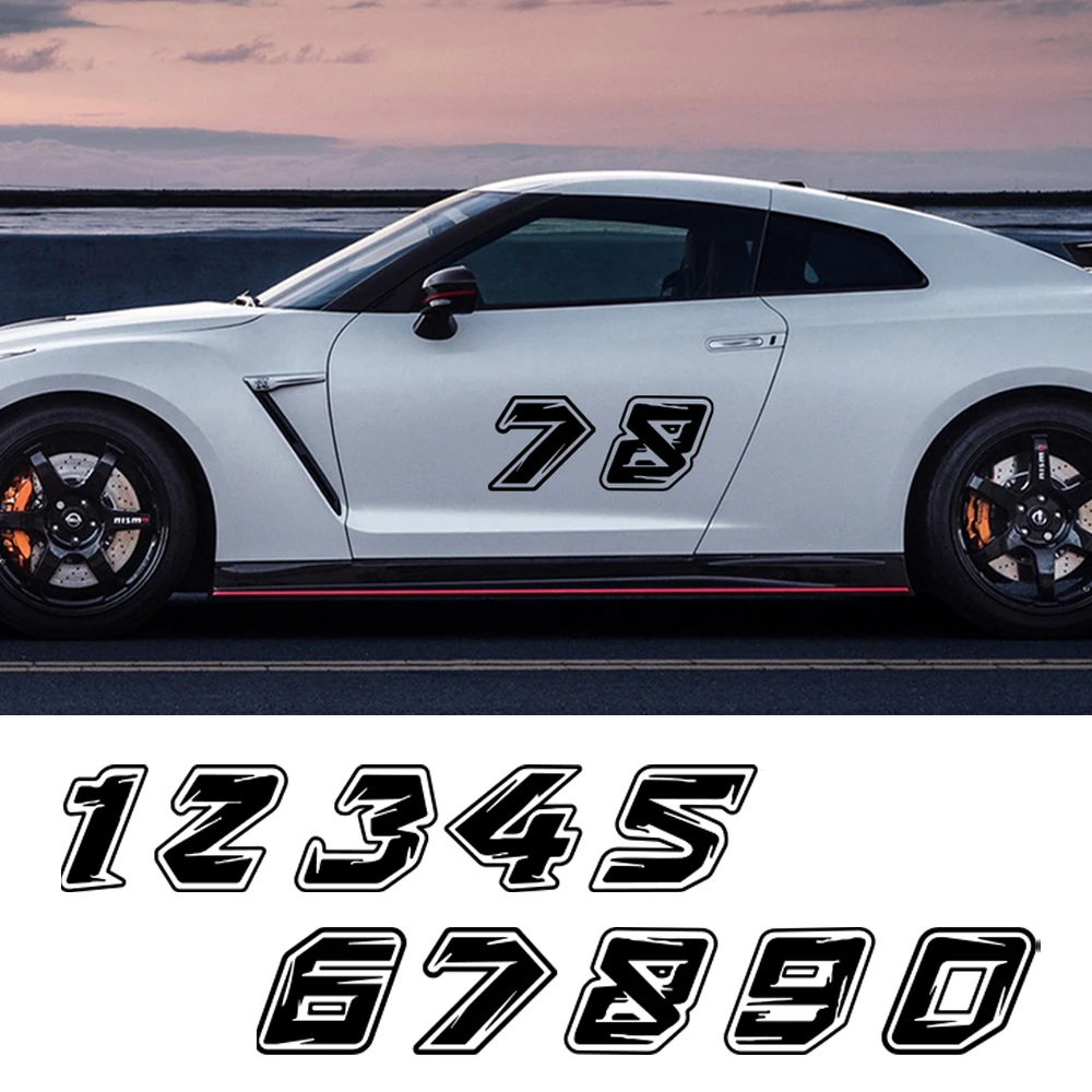 Racing Style Number 0123456789 DIY Car Stickers Auto Body Rear Window Motorcycle Decor Vinyl Film Decals Car Tuning Accessories