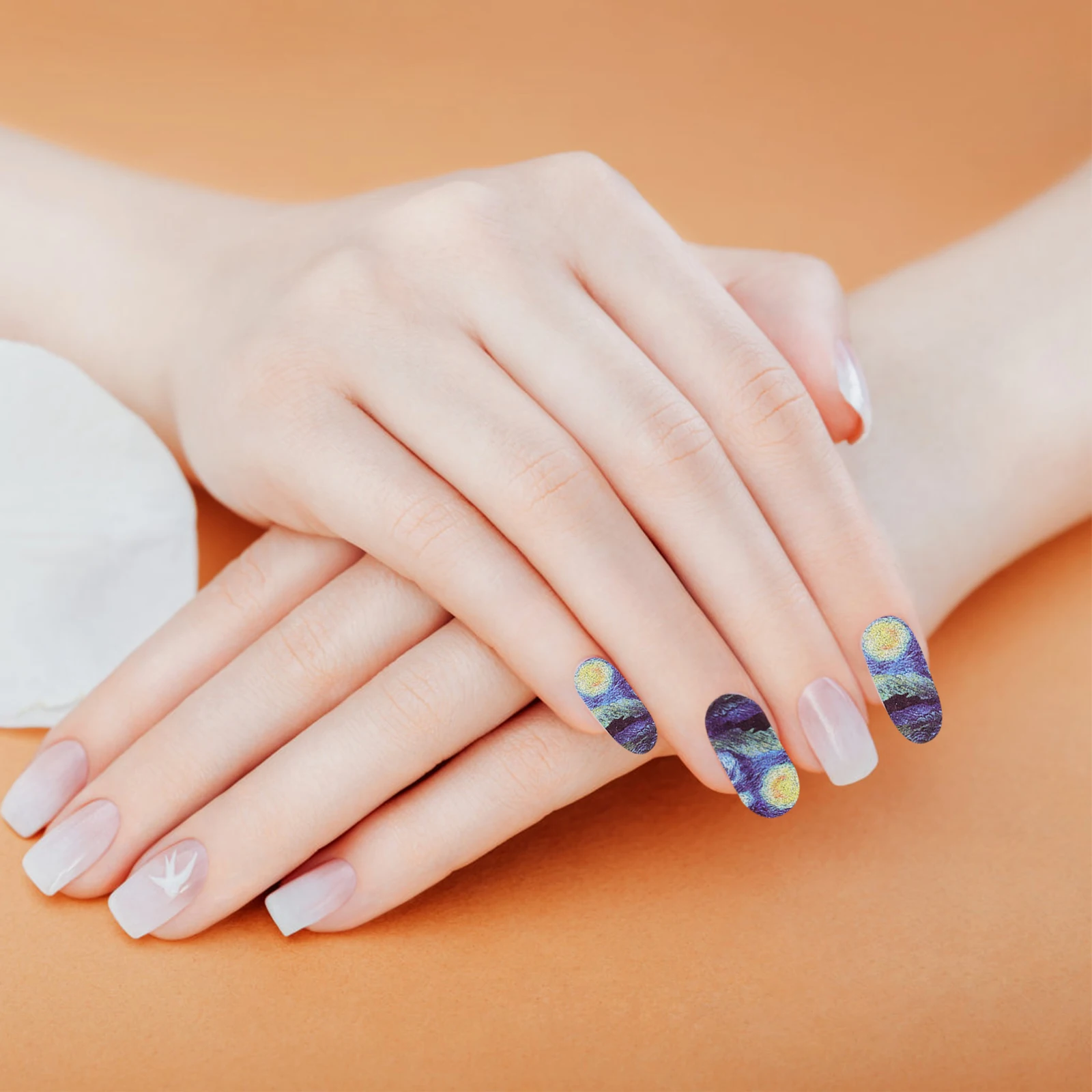 

Sky Nail Art Stickers Self-adhesive Blue PVC Eco-friendly 145x75mm Full Cover Wraps Easy Use Salons Home