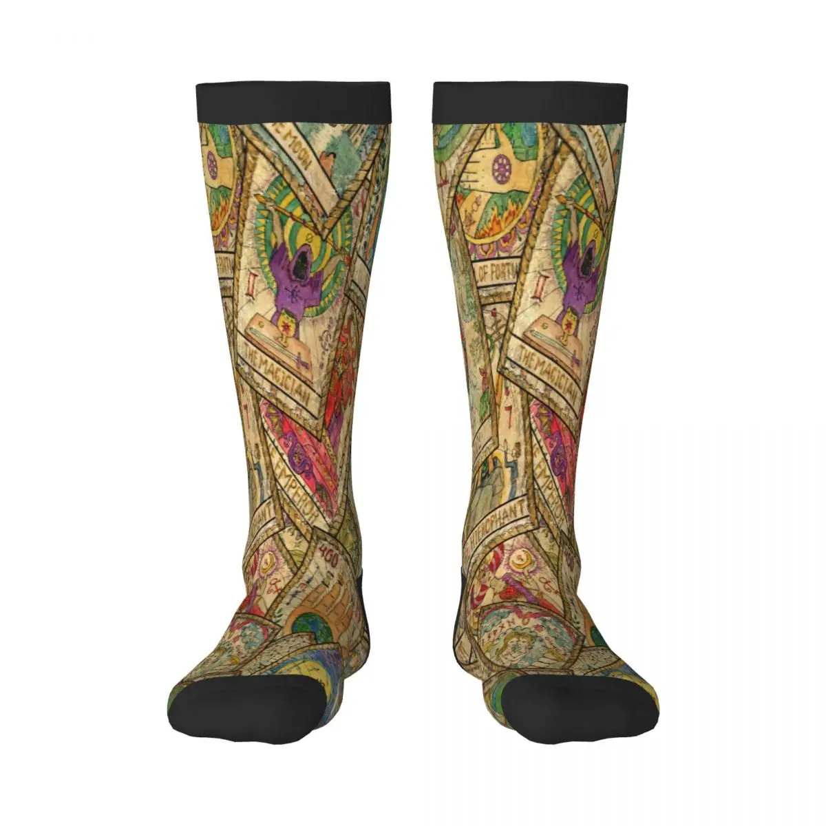 Old Colorful Tarot Cards In Chaotic Layout Unisex High Socks for Men Women Autumn Winter