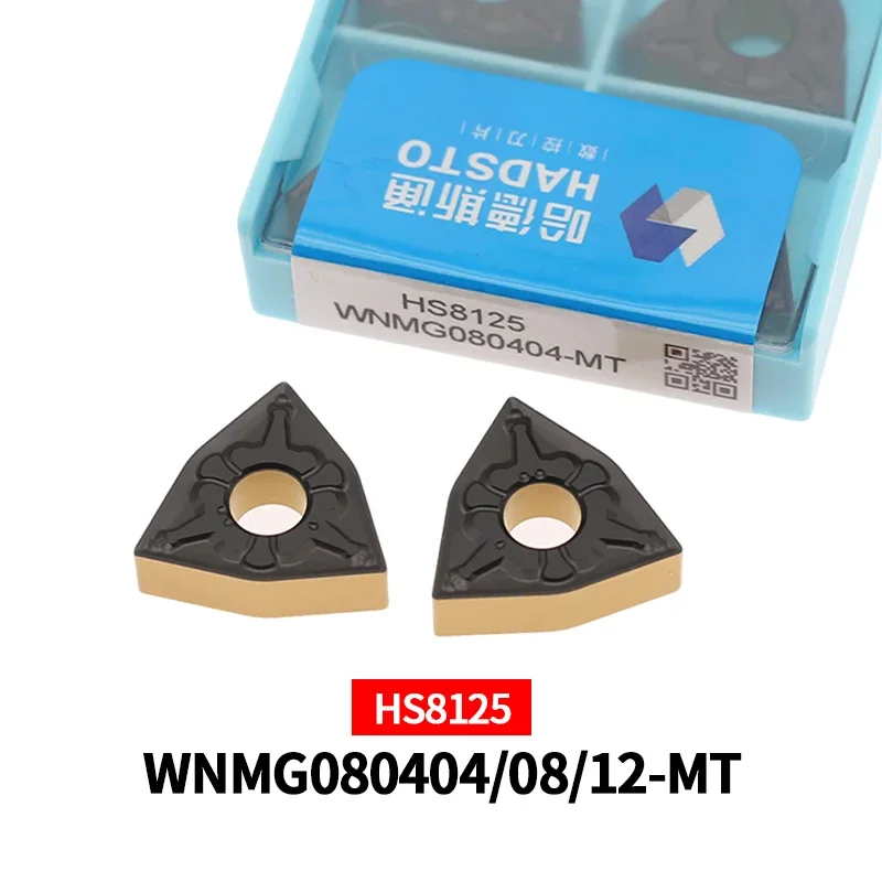 

10pcs HADSTO Carbide Inserts WNMG080404-MT WNMG080408-MT WNMG080412-MT HS8125 Turning Blades for Steel CNC Cutting Tools