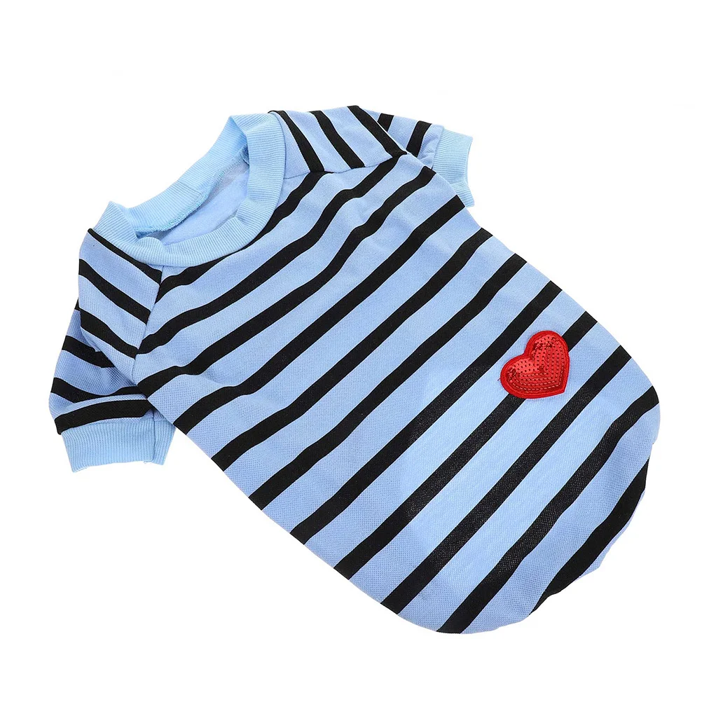

Breathable Cotton Dog Shirt Striped Puppy T-Shirt Size L Adorable Pet Clothes Stylish Summer Outfit Dog Shirts
