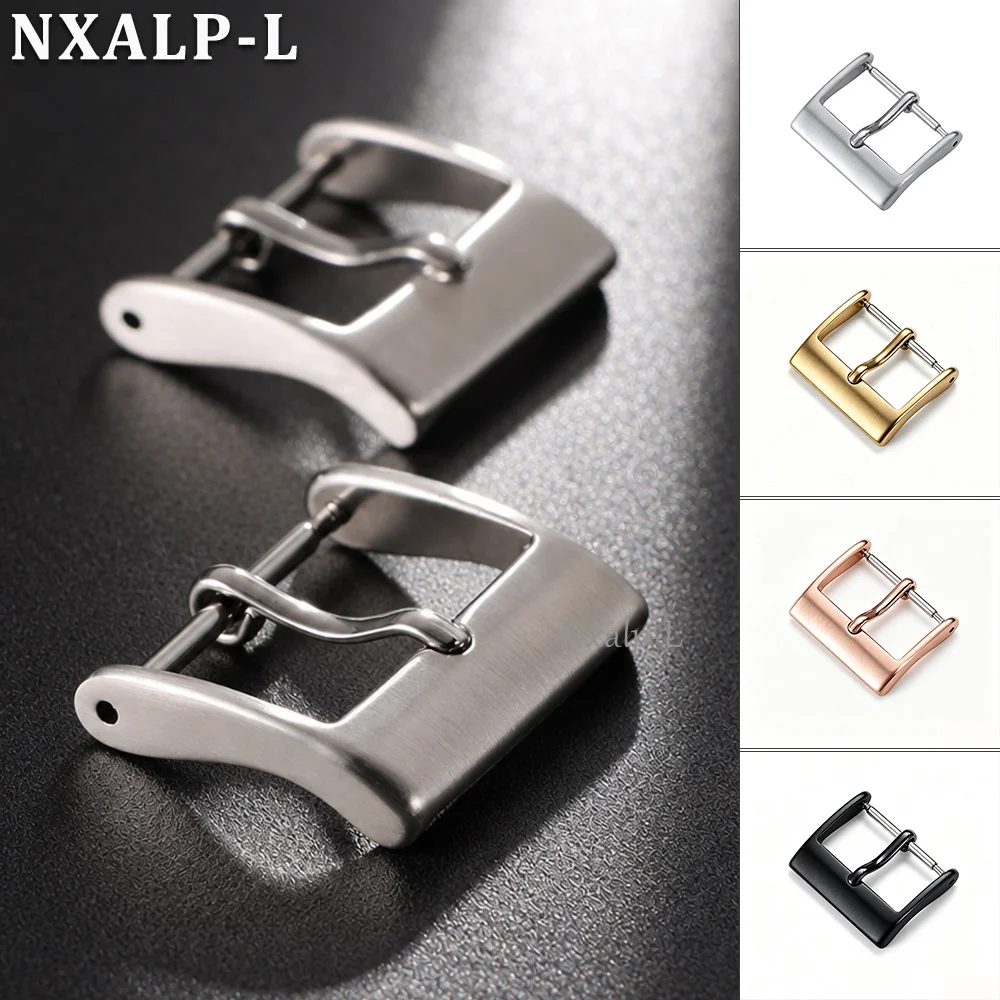 10/12/14/16/18/20/22mm Watch Band Metal Buckle Solid Square Button 304 Stainless Steel Matte Clasp Silver Black WatchAccessories