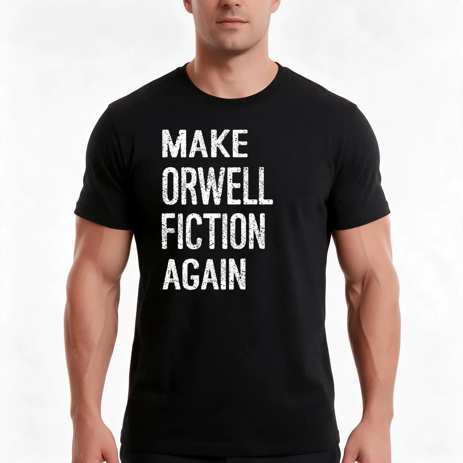 Make Orwell Fiction Again T-Shirt, Summer Casual Cotton Tee, Oversized Streetwear Tops, Vintage Graphic Print, Unisex Men Women