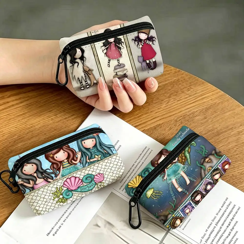 S-Santoro G-Gorjuss Cute Oxford Fabric Mini Coin Wallet Smooth Zipper Hanging Design Multi-use Small Storage Bag For Travel
