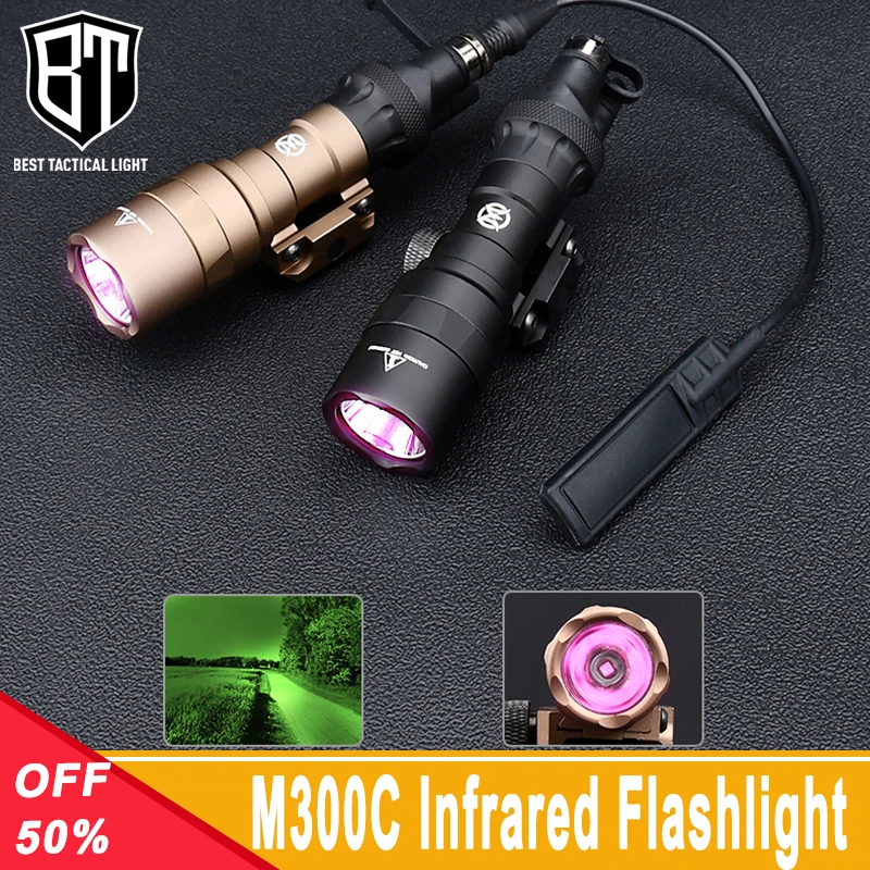 WADSN Tactical M300 M300C Metal Mini Flashlight Hunting Scout Infrared LED Flash With Airsoft Weapon Pressure Switch Accessories