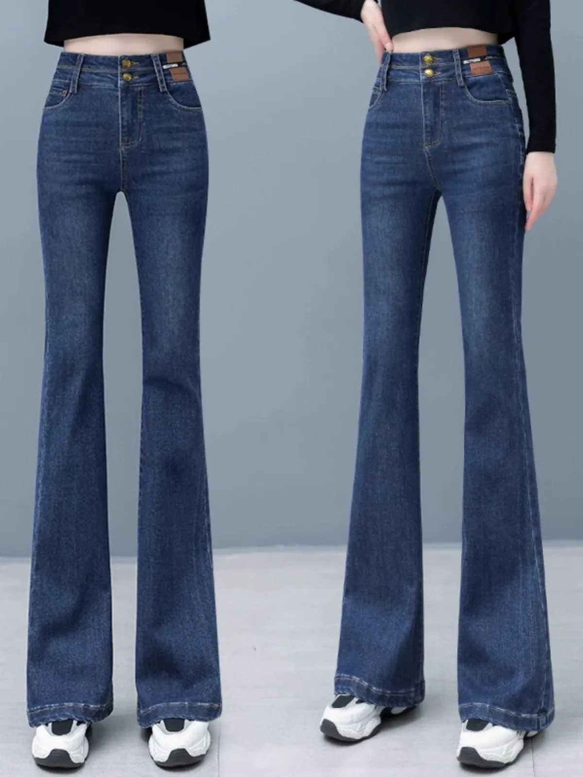 

High Waist Elastic Denim Hoof Pants Women's Slim Fit Bell Bottoms Versatile Casual Jeans Autumn Winter New Style