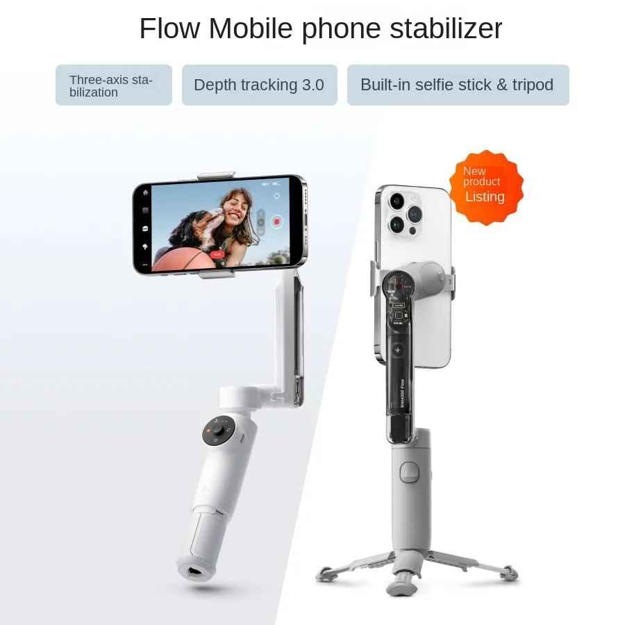 In Stock Handheld Gimbals Tripod All-Day Battery Life AI-Powered Editing 1-Step Rapid Deploy Insta360 FLOW Built-In Selfie Stick