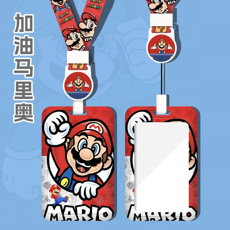 Super Marios Bros Etui na karty Rozciągliwa smycz Kreskówka Sznurek Akcesoria Anti-lost Karty Etui ochronne Artykuły szkolne