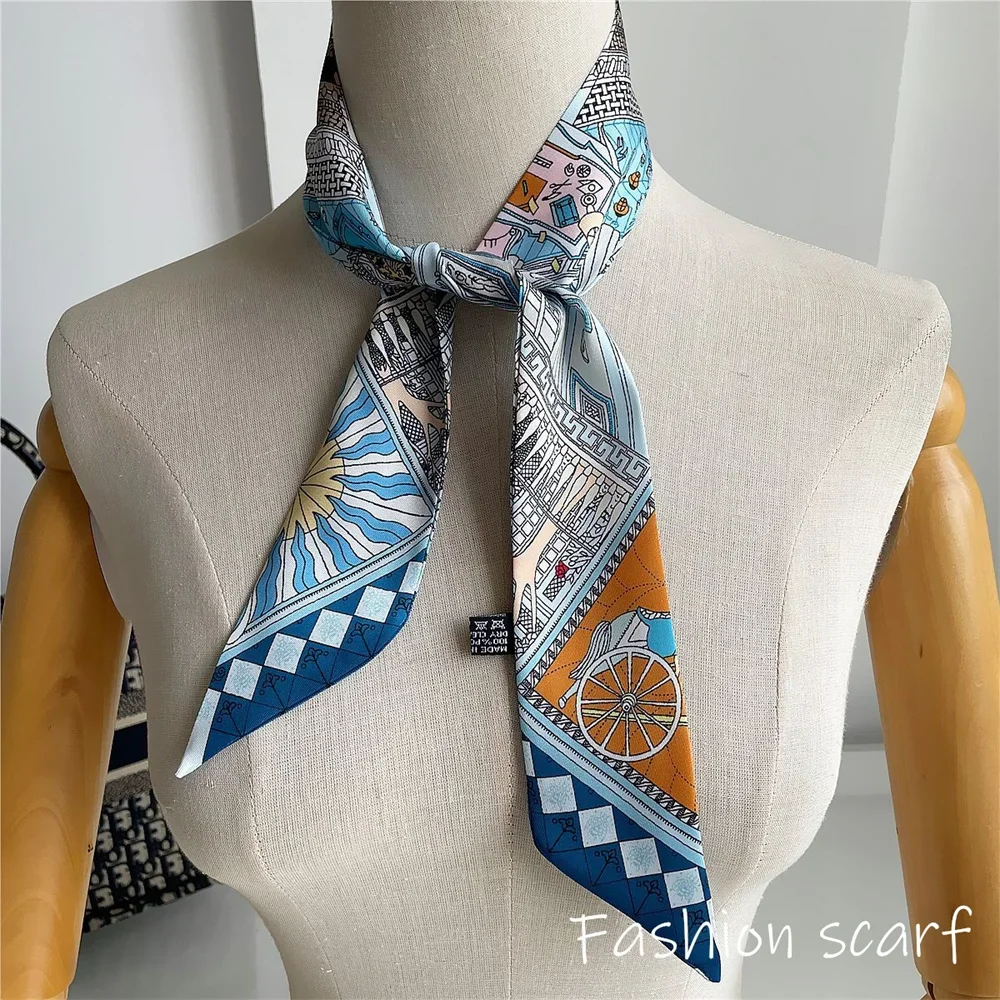 Four Seasons Fashion Versatile New Van Gogh Classic Oil Painting Series Ladies Decoration Twill Long Strip Silk Scarf Tie Ribbon
