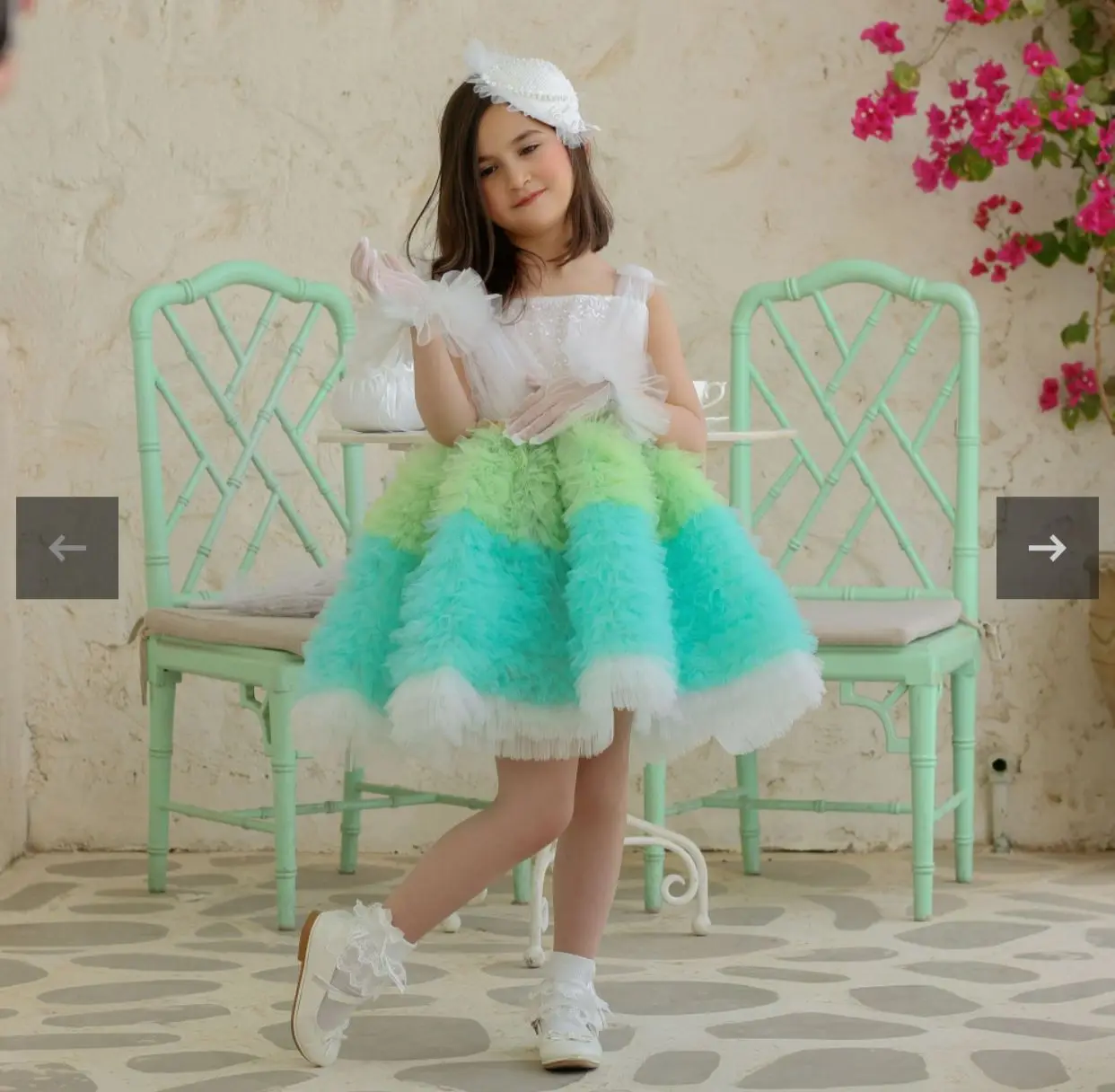 

Layered White Flower Girl Dresses For Wedding Tulle Puffy Tutu Tiered Sleeveless Kids Birthday Party First Communion Ball Gowns