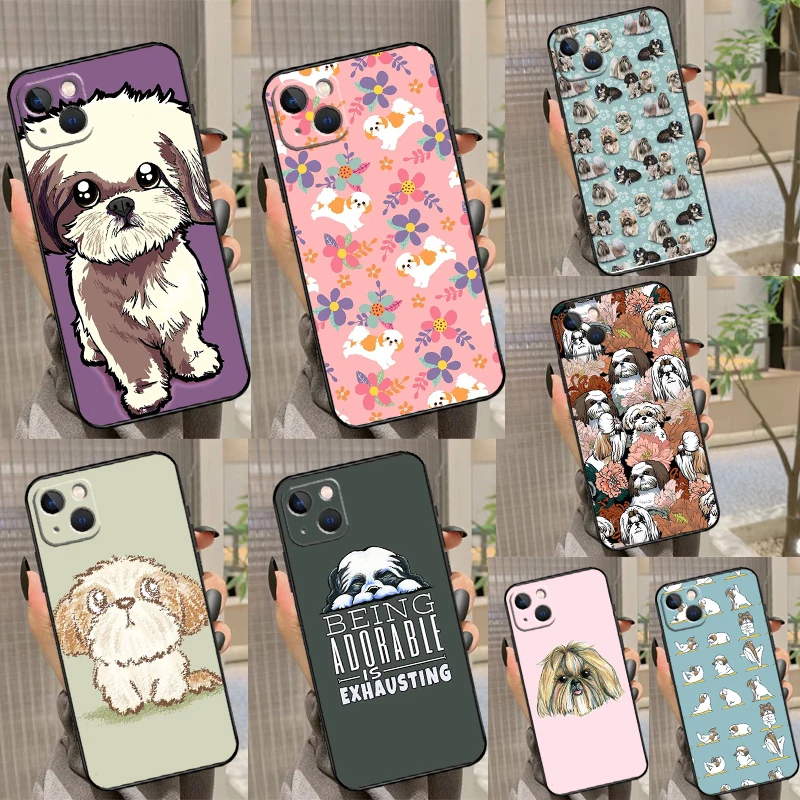 Cartoon Shih Tzu Dog Phone Case For Samsung Galaxy S25 S26 Ultra S21 S20 S22 S23 Ultra S10 Plus S24 FE Cover Coque