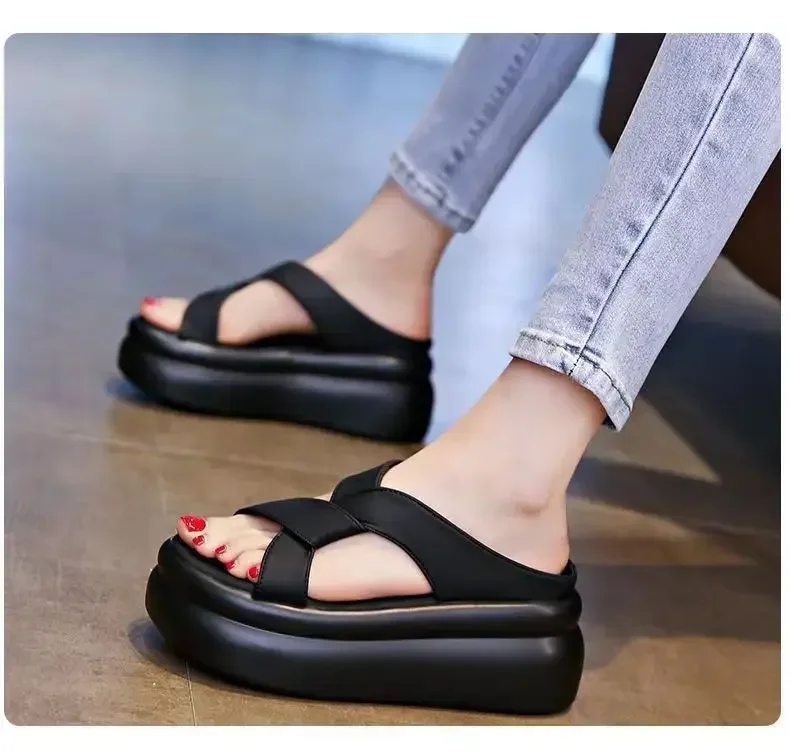 Damen-Strandsandalen, neue modische Plateau-Sandalen mit dicker, weicher Sohle für den Sommer, Outdoor-Slipper, Sandalias de Mujer – Detail 2