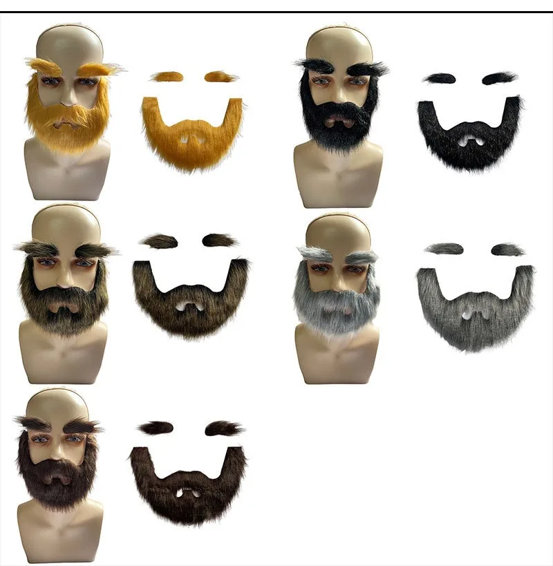 

Halloween Cosplay Beard Eyebrow Set Ghost Festival Performance Props Funny Fake Beard Full Beard Trick or Treat Happy Halloween