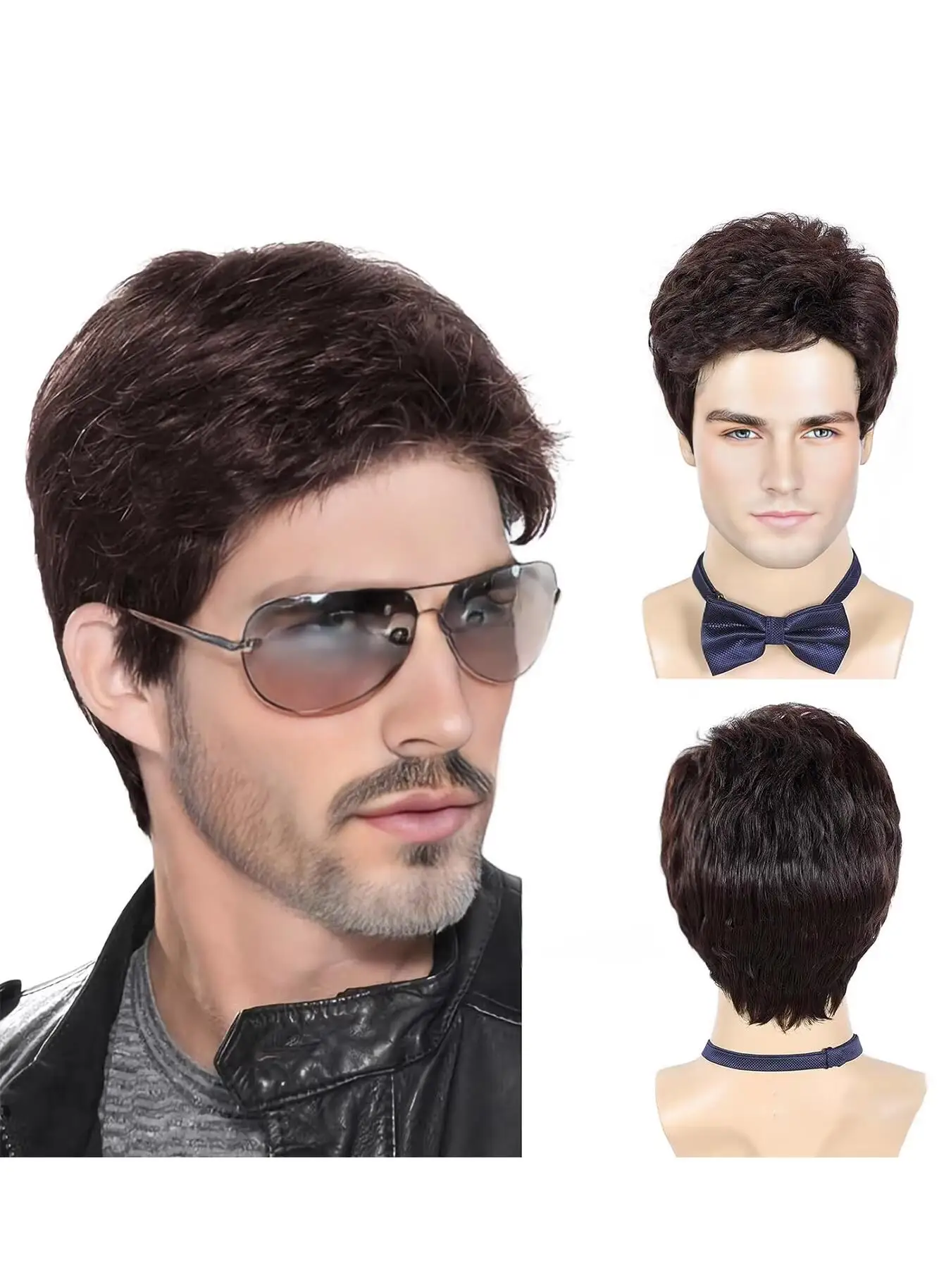 

Мужские парики, короткий серебристо-серый парик, синтетический термостойкий натуральный парик для косплея на Хэллоуин