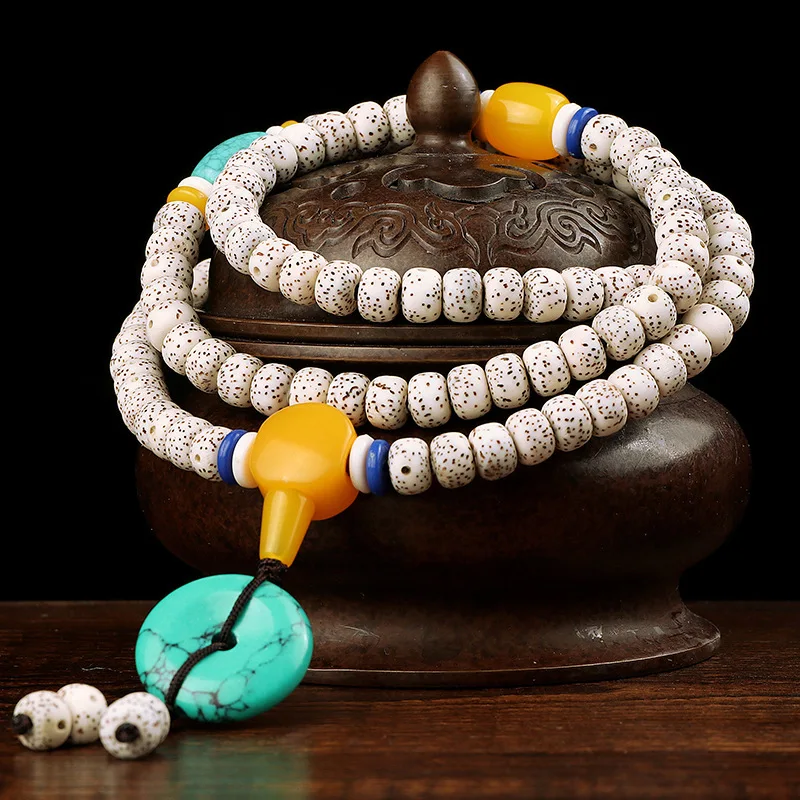 Hainan Star Moon Bodhi108Buddhist bead bracelets wholesale Natural aged seed stone star-moon bracelet, ethnic style necklace, tu