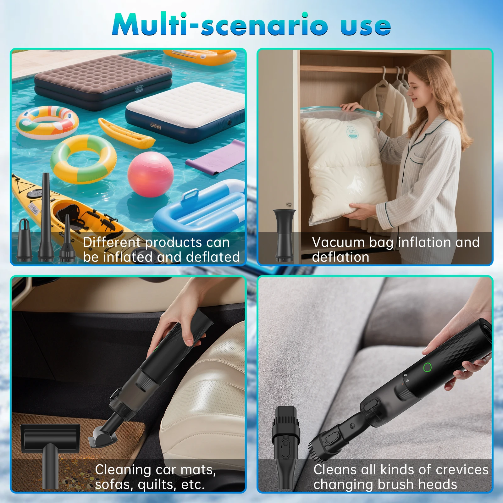 OMESER Multi-functional Outdoor Handheld Cordless Vacuum Cleaner High Suction Home Power Removable Dust Cup Efficiently Cleaning