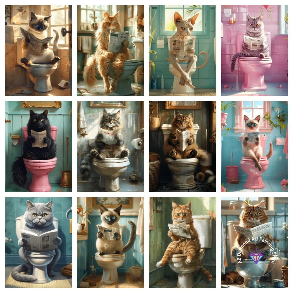 

Animals in the Restroom AB Diamond Painting Kit Square Round Diamond 5D DIY Mosaic Handmade Art Adult Exquisite Gift Home Decor