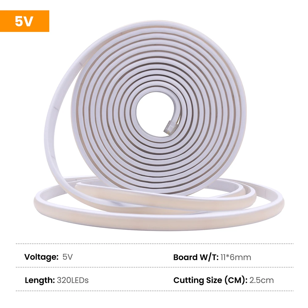 USB 5V COB LED Strip Neon Rope Light 3000k 4000k 6000k 320LED 0.5m 1n 2m 5m Flexible Lamp for Home Kitchen Cabinet TV Backlight
