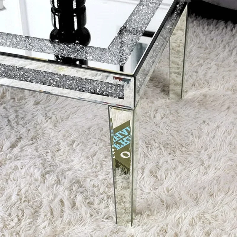 Rectangle mirror glass furniture coffee table