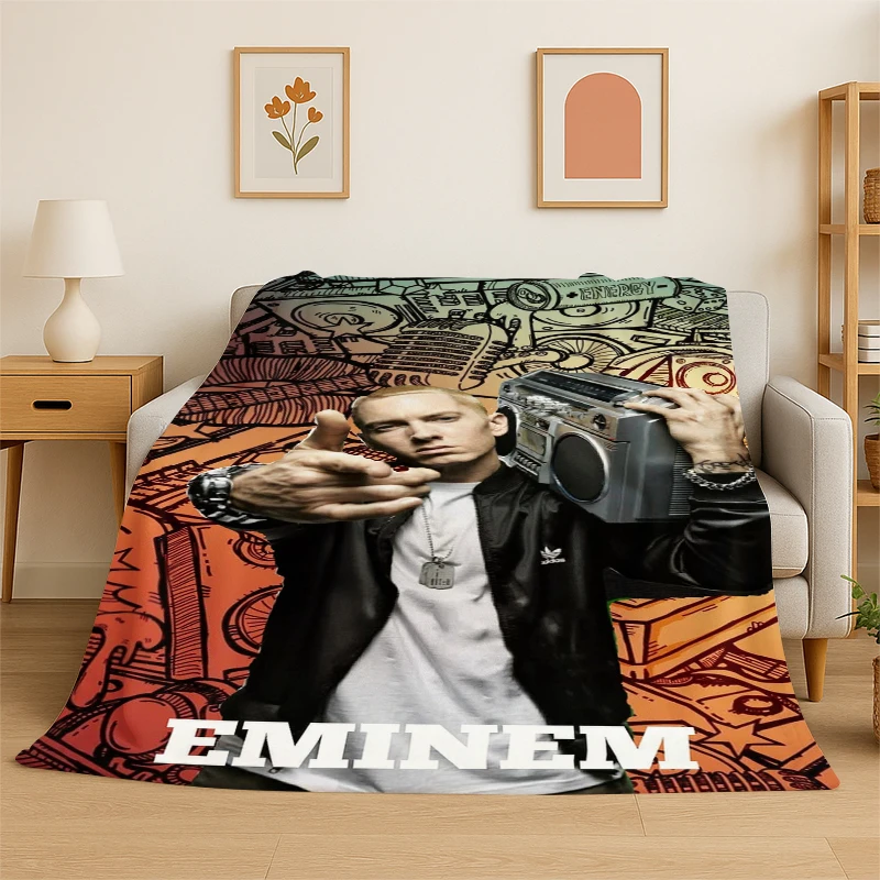 

Rapper Eminem Tupac 17pac Hip Hop Rap God Flannel Blanket Soft Warm Throw Blanket for Bedroom Living Room Bed Travel Picnic