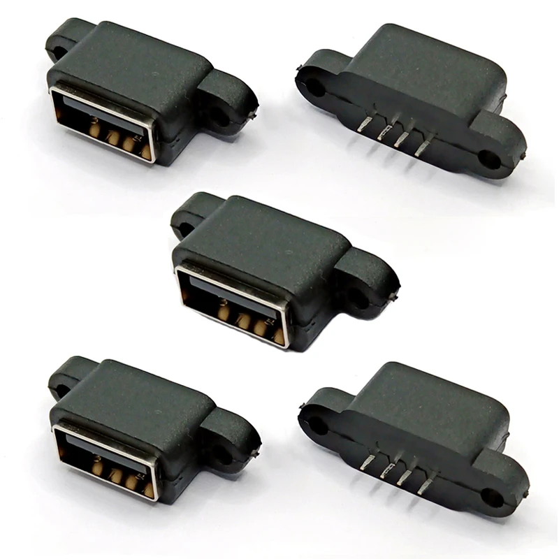 

5Pcs Waterproof USB 2.0 Charging Data Tail Plug-in 4 Pin USB Interface Port USB2.0 Connector Plug Jack Socket PCB Dock