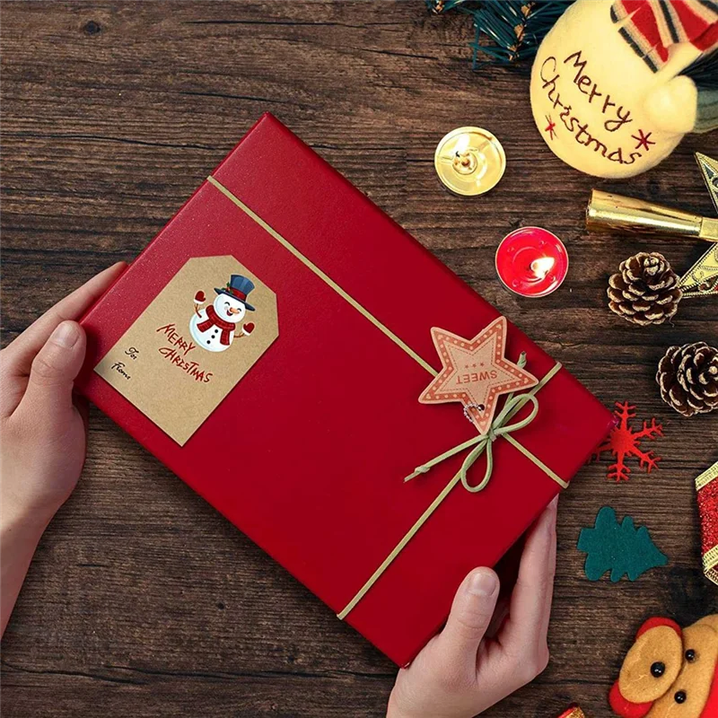 

2X Christmas Tags Stickers, Christmas Gift Tags Stickers, 250Pcs/Roll Christmas Gift Tags 6 Style