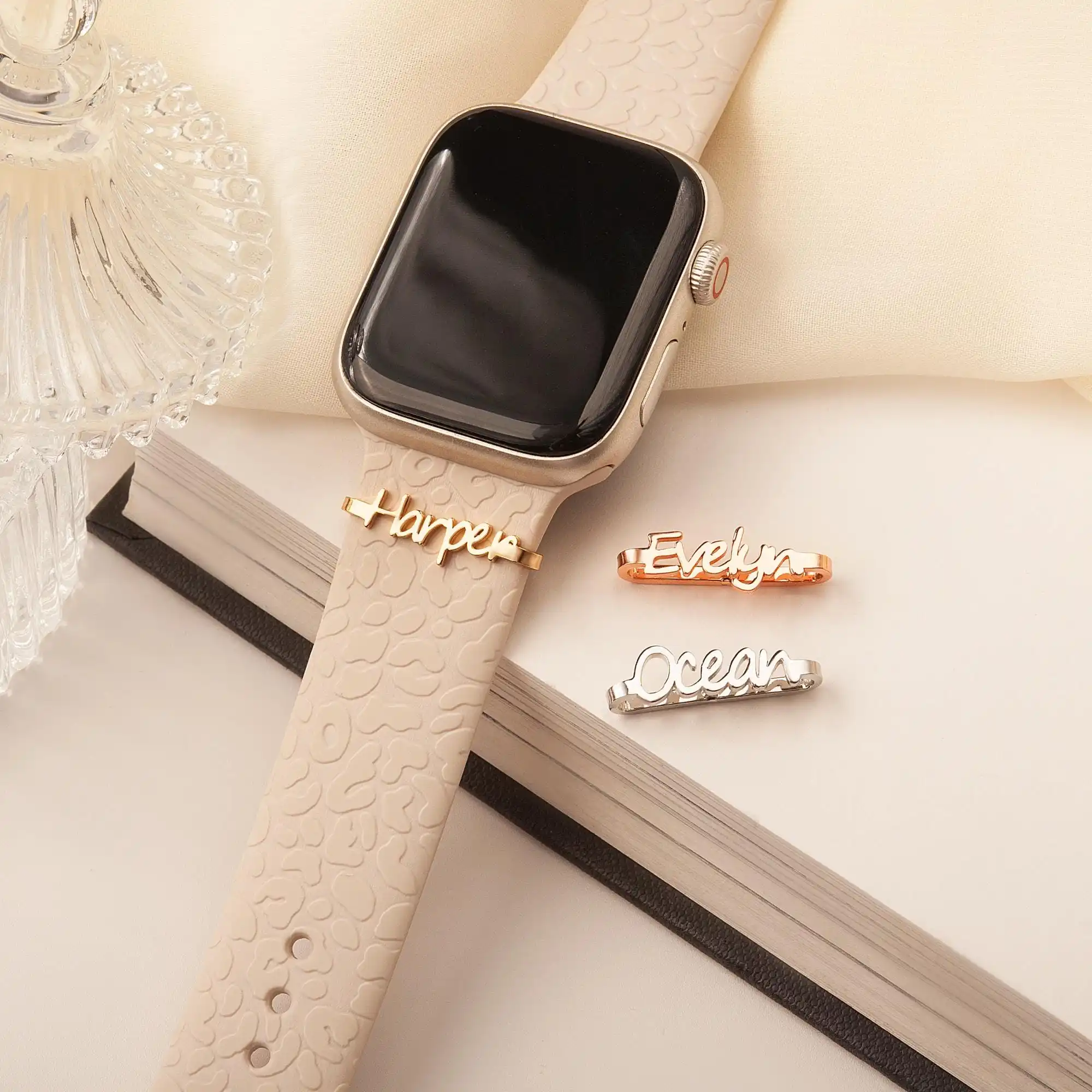 Personalized Watch Band Name Charm Apple Watch Band Name Charm Apple Custom Watch Band Name Charm for Her Jewelry Him Gift