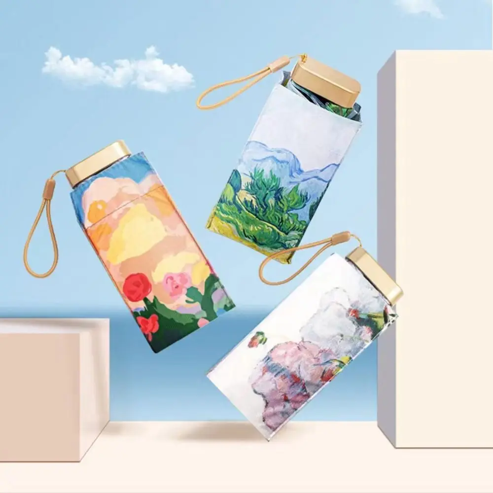 Easily Store Mini Sun Umbrella Anti UV Lightweight Rain Umbrellas Portable Exquisite 6-Folding Parasol Student