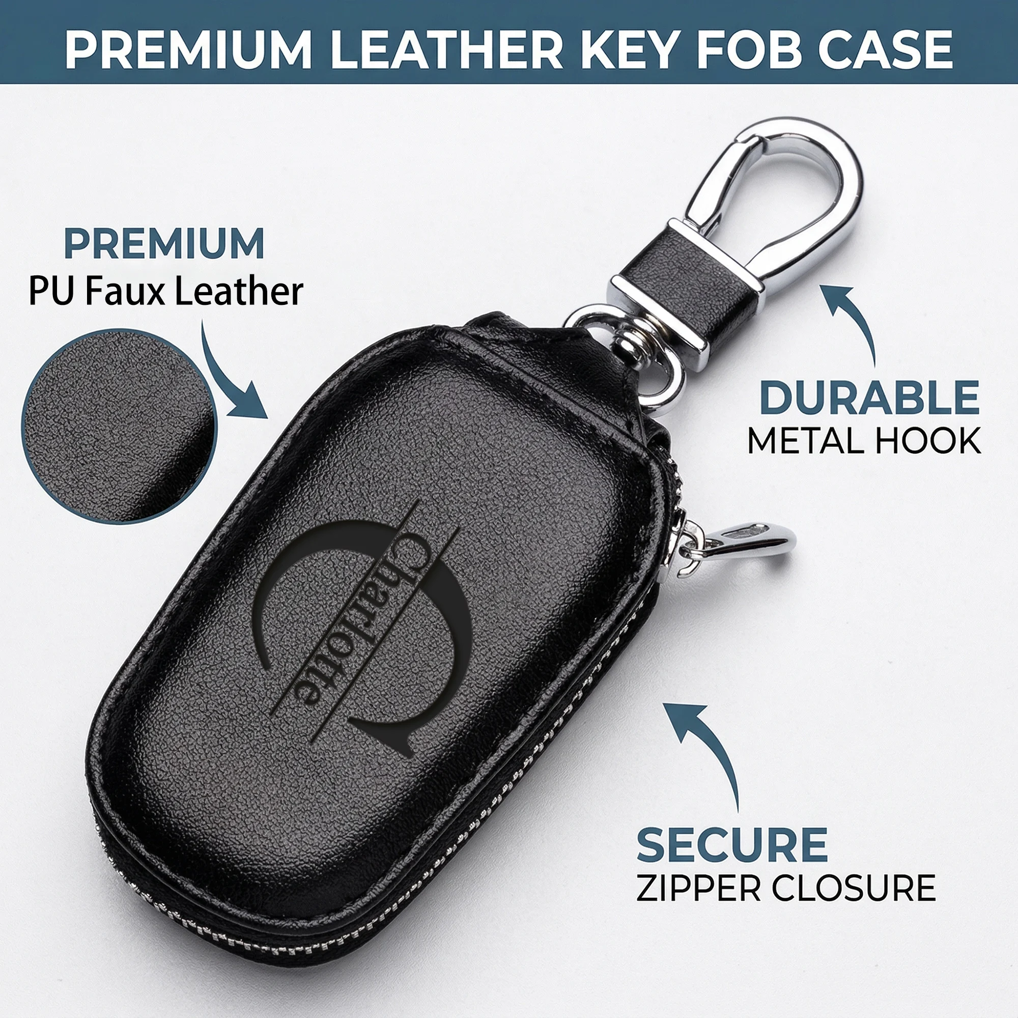 Casing Kunci Ritsleting Kustom - Monogram Keychain Leather ulasan dan harga
