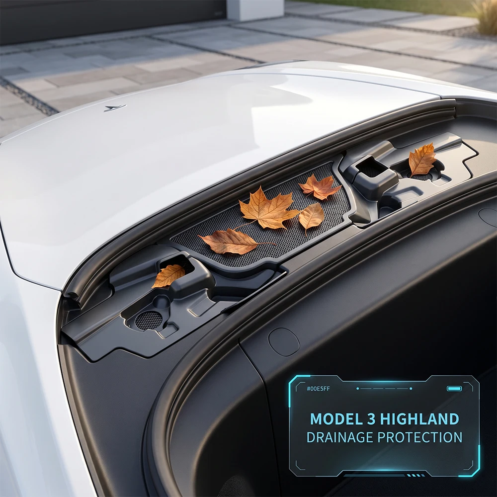 Hood Water Guide Grille Channel Anti‑Clogging Debris Filter For LHD Tesla Model Y 2021‑2024 Exterior Accessories (Not Fit RHD)
