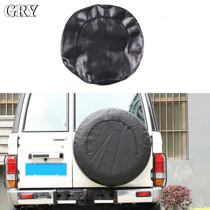 Car Rear Spare Tire Protective Cover Trim For Toyota Land Cruiser LC76 2007-2026 Leather Black Exterior Car Accessories