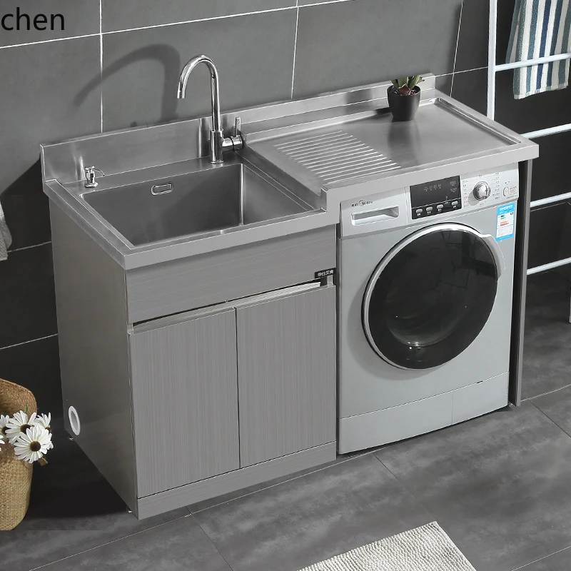 WL stainless steel washing machine cabinet integrated sink washing machine significant other bathroom cabinet combination