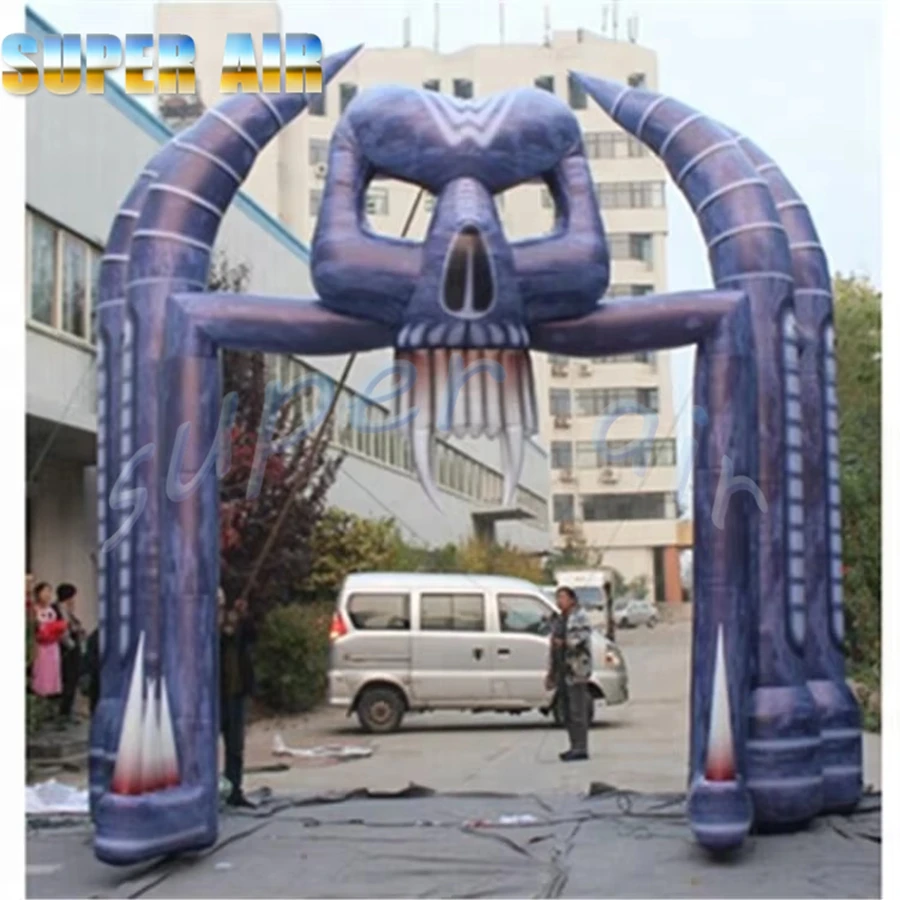 Arco de esqueleto inflable personalizado para decoración de Halloween, juguete de aire para exteriores con soplador de aire para celebración