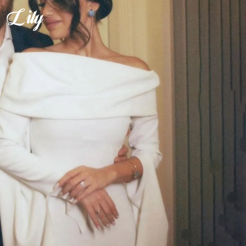Lily blanc élégant robes de célébrité hors de l'épaule sirène robes de bal Satin dos fendu robe formelle pour femme personnalisé