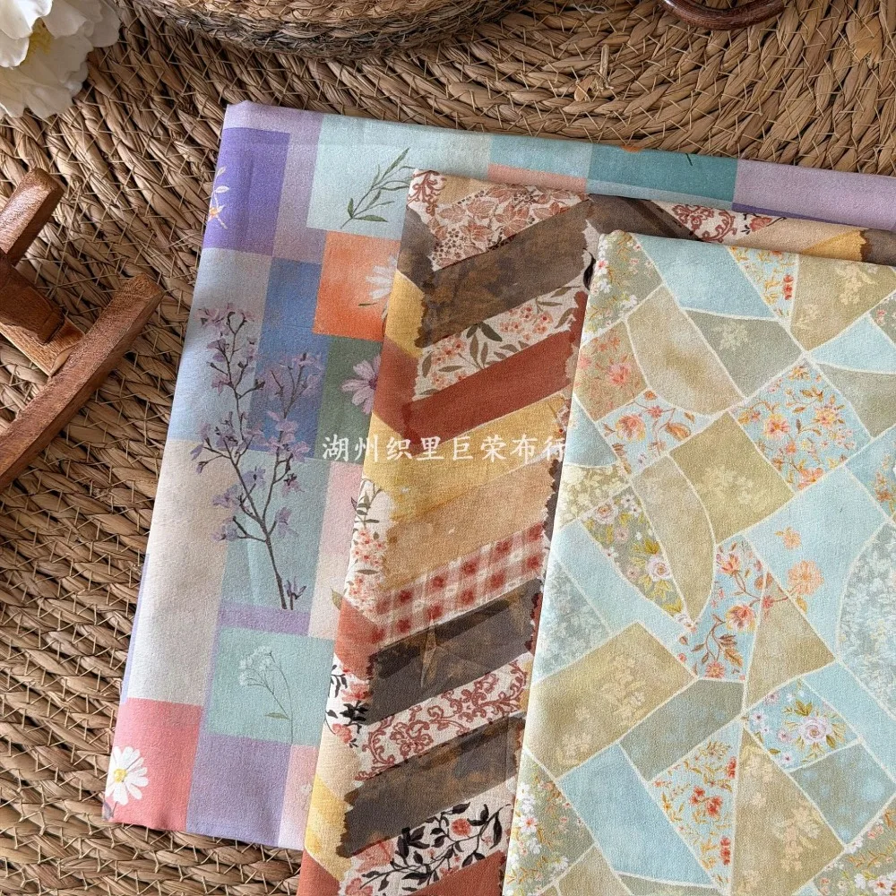 145x50cm Vintage-Blumen-Baumwollstoff 40S Digitaldruck für DIY-Kleidung, Taschen, Haarschleifen, Bastelzubehör, Nähstoff – Detail 4