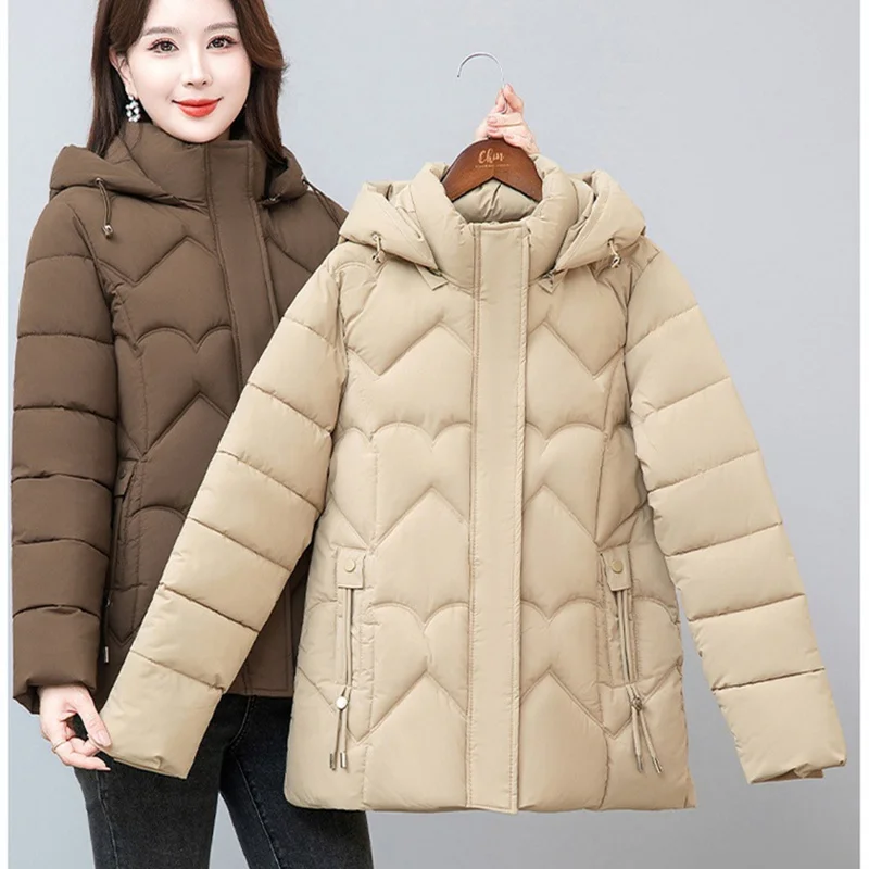 Weibliche Winter Warme Daunen Baumwolle Jacke Lange ärmeln Parkas Neue Mit Kapuze Mittleren Alters Frauen Baumwolle gefütterte Top Mutter kleidung Oberbekleidung
