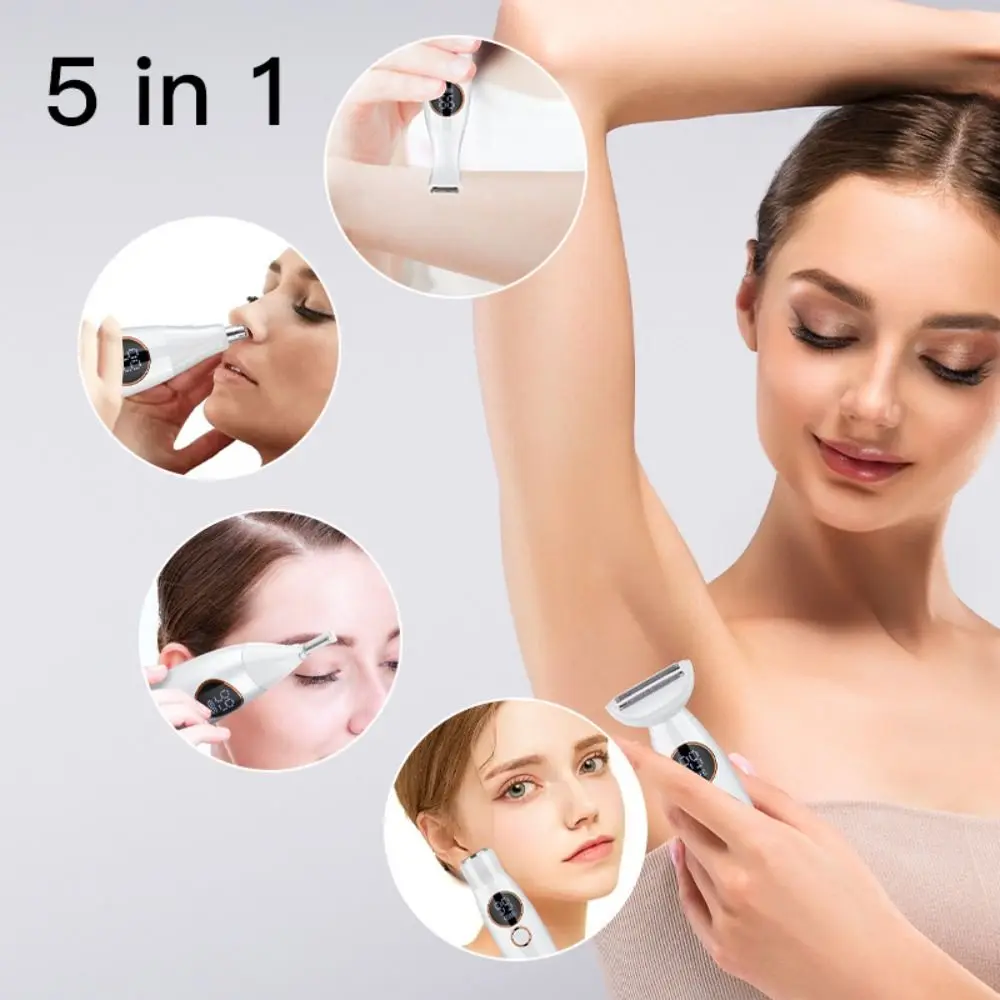 

Rechargeable 5 in 1 Hair Removal Instrument Washable Portable Body Hair Trimmer Electric Hair Trimming Instrument Facial Hair