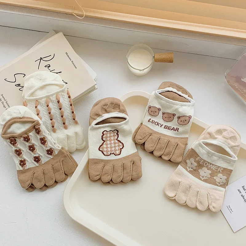 Mesh Summer Short Tube Five-finger Socks Split Toe Cotton Five-finger Socks Set Thin