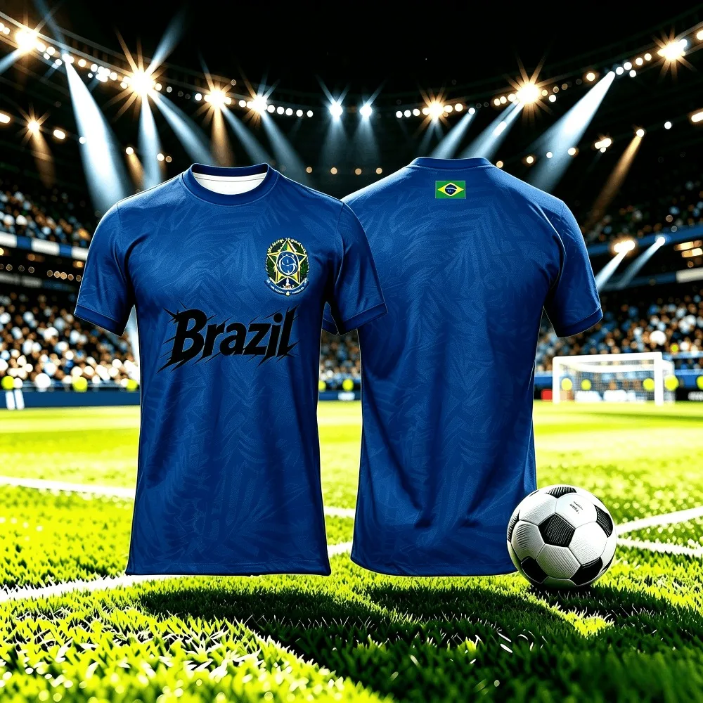 2026 Summer Brazil Soccer Fan Men's Short-sleeve  Breathable Casual Match Training Wear Fashion Print Casual Women Short Sleeve
