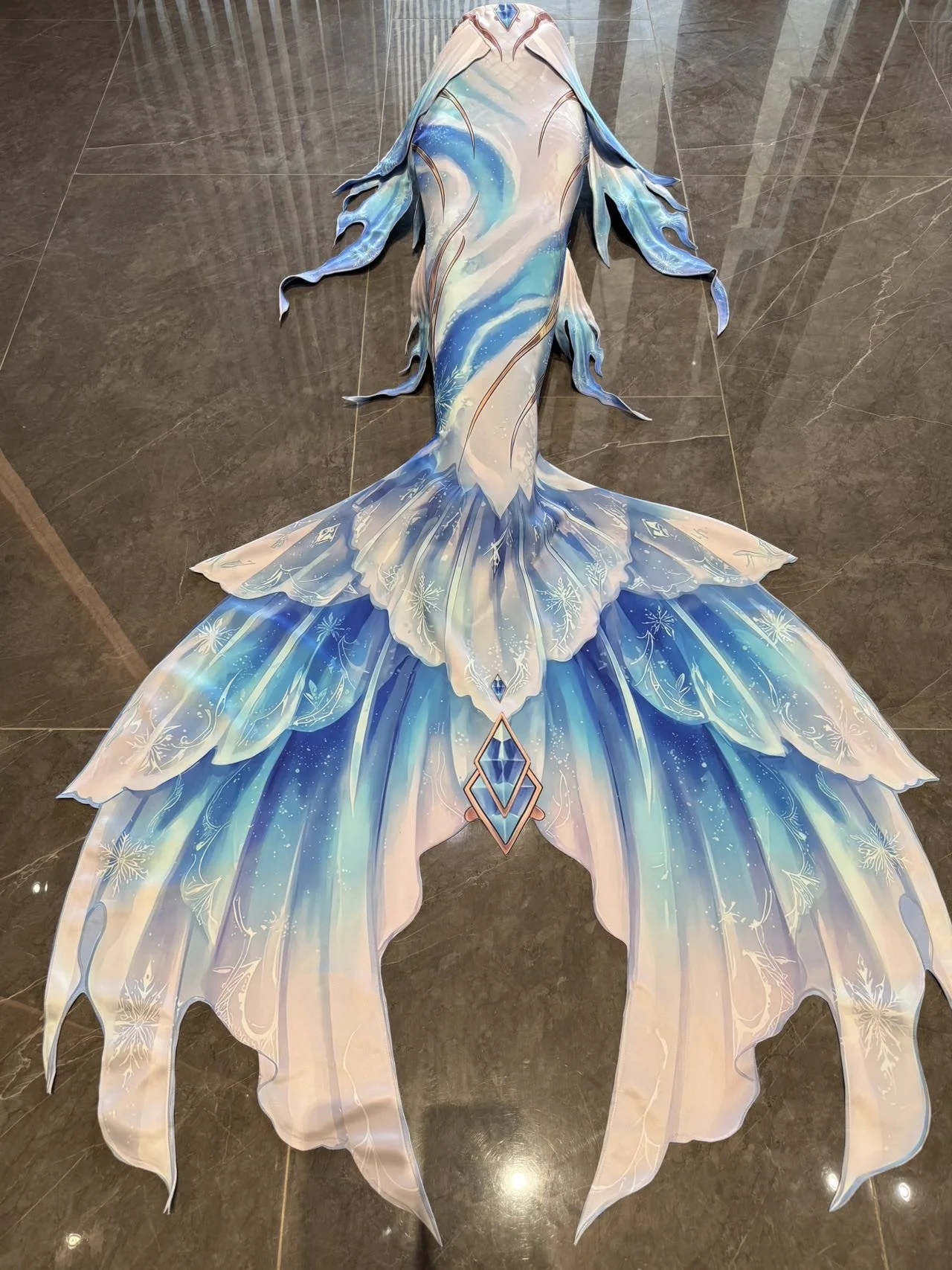 

Custom-Made Mermaid Ice And Fire Design Adult Underwater Freediving Mermaid Performance Costume