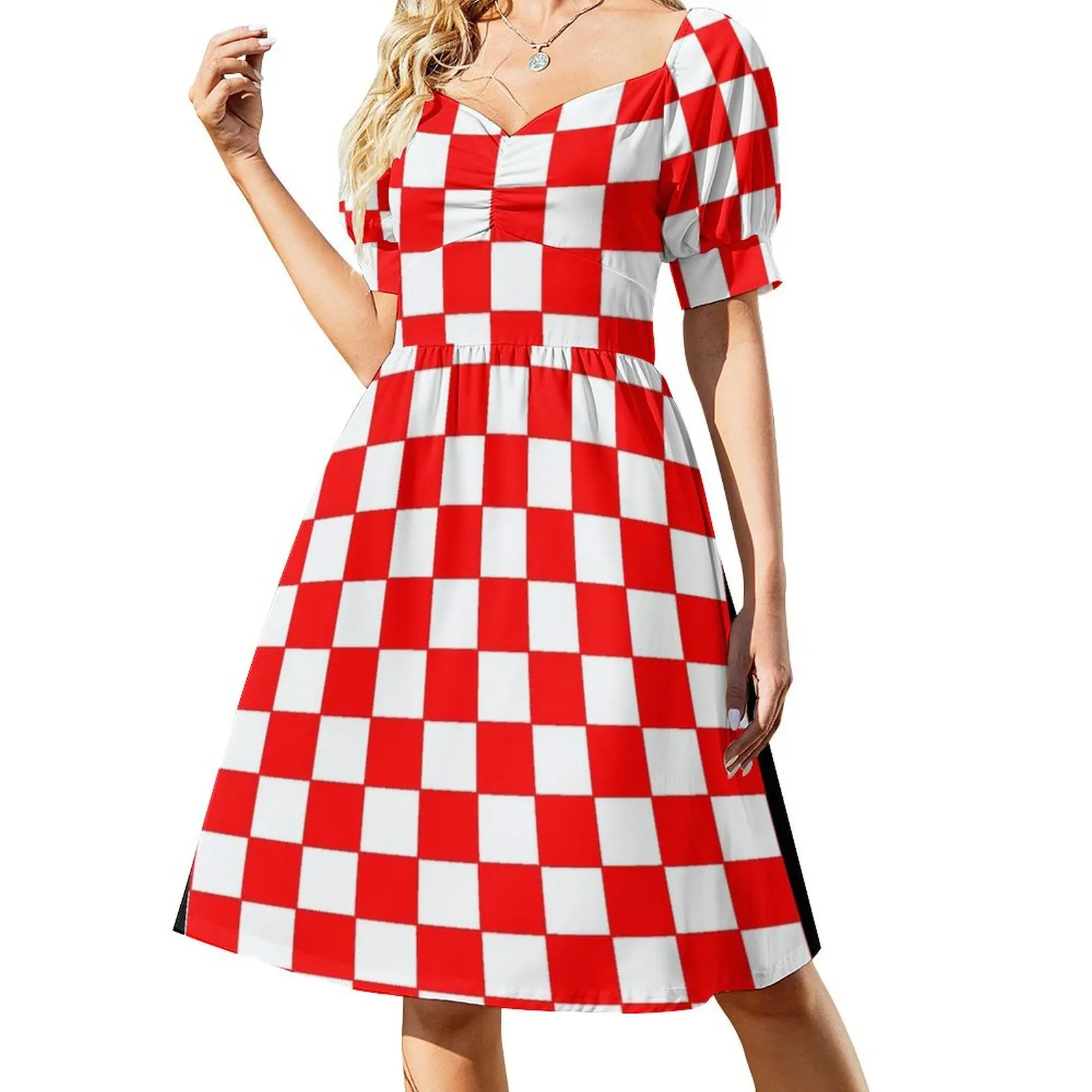 

Checkers - Red and White Dress women dress summer woman dress 2024