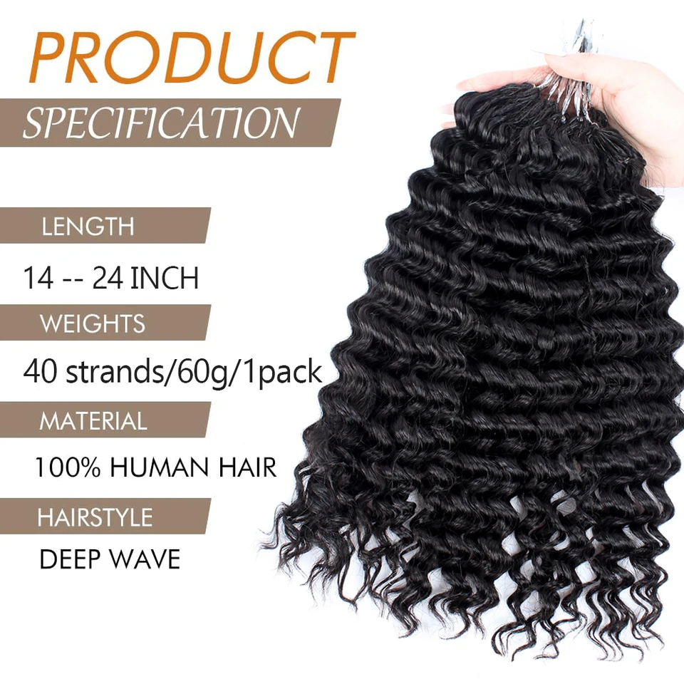 Cabello a granel pre-dividido para trenzas, crochet Deep Wave, extensiones de cabello humano sin nudos, invisible para trenzas boho 2